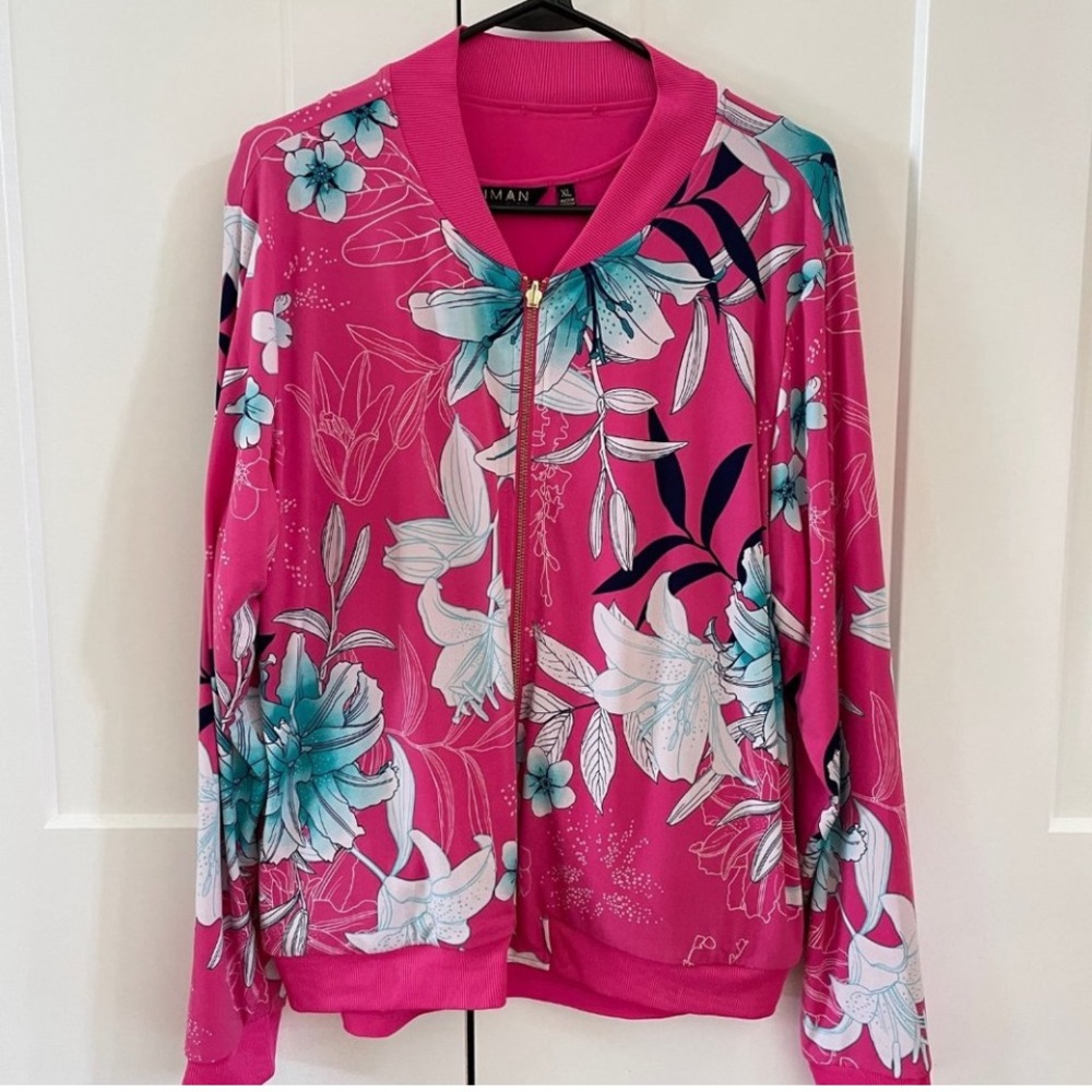 IMAN Global Chic Zip Front, Reversible Knit Bomber Jacket